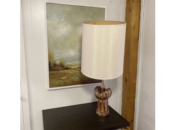 Classic Mid Century Ceramic And Brass Lamp