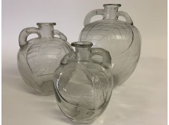 Set Of Three Glass Vintage White House Apple Cider Jar