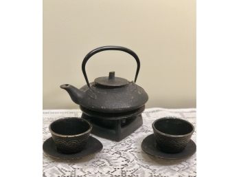 Vintage Cast Iron Dragonfly Tea Set, Made In Japan.