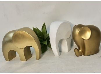Herd Of Elephants, Gold And White