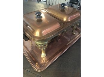 Amazing Vintage Copper And Brass Double Chafing / Serving Set  8 Piece!