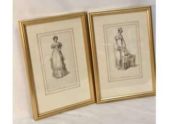 2 Vintage Framed Prints From Ackermans Repository Of Arts.