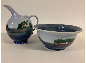 Handmade Bowl & Pitcher From Edgecomb Potters Gallerie