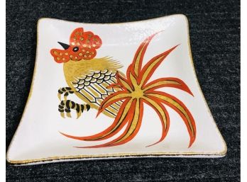 Mid Century Modern Ugo Zaccagnini Square Rooster Bowl.