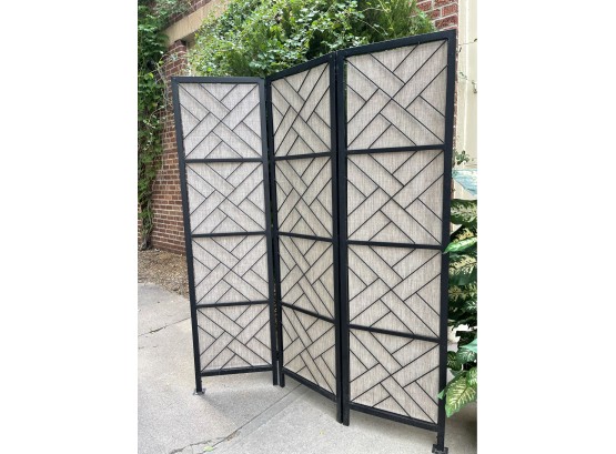 3 Panel Metal And Mesh Room Divider.