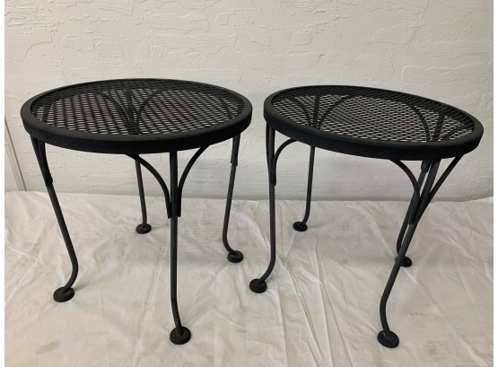 Wrought Iron Round Side Tables 17.5 X 16.5 Inches