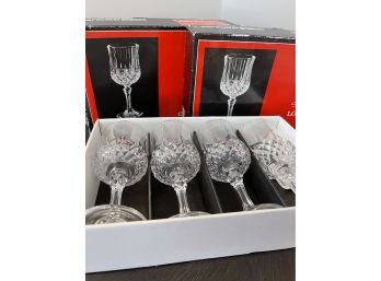 Longchamp  Crystal Wine Glasses- 2 Sets Of 4 In Original Box