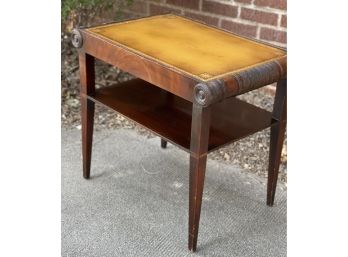 Antique Stickley Leather Top 2 Tiered Table