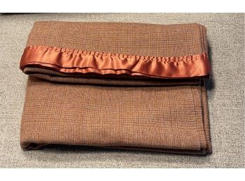 Vintage Satin Trimmed Wool Blanket, Amana Woolen Salesroom