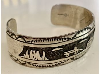 Stamped Sterling Silver STORYTELLER Cuff Bracelet