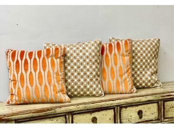 4 Designer Pillows, Awesome Colors And Fabrics