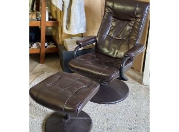 Nice Size Leather Chair And Ottoman