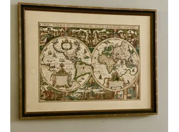 Vintage Matted And Framed World Map- Awesome Graphic Border