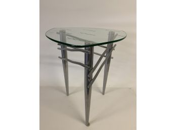 Unique Modern Metal & Glass Side Table