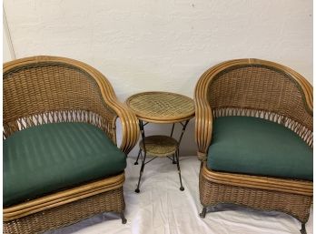 Lafko Design Rattan / Wicker Arm Chair Set With Round Side Table  Made In The Philippines