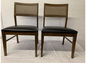 Pair Of Mid Century Lane Cane & Wood Chairs