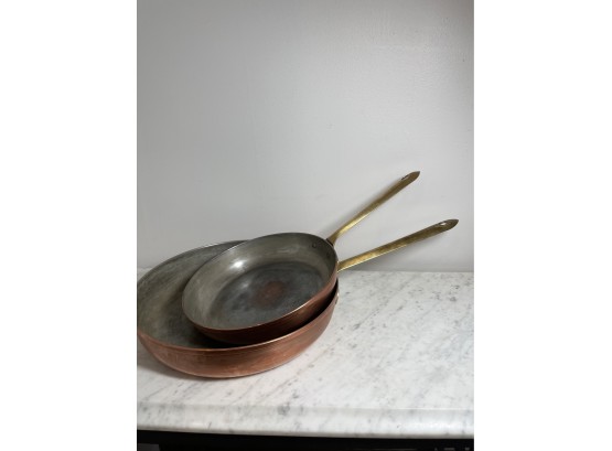 Vintage Copper And Brass Skillets- Tagus From Portugal