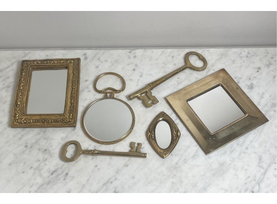 Small Vintage Brass Mirrors And Keys
