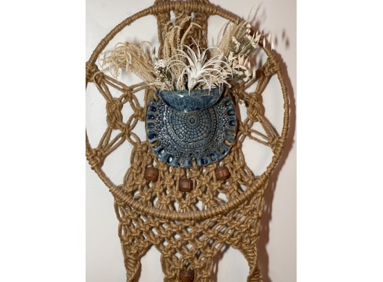 BOHO's Best, Truly Amazing Macrame Wall Hanging With Ceramic Wall Pocket