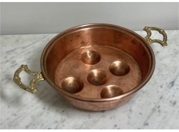 Vintage French Copper And Brass Egg Or Escargot Pan