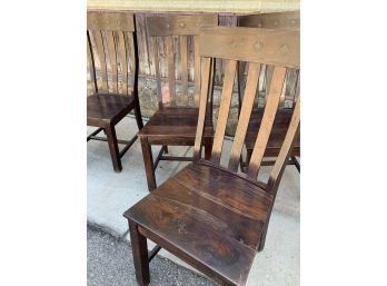 Set Of Four Solid Wood Dining Chairs