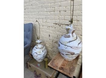Pair Of Fabulous Oversized Mid Century Ceramic Lamps