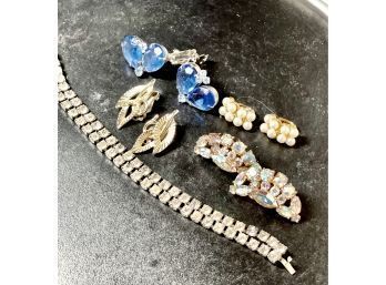 Amazing Rhinestone And Pearl Vintage Jewelry