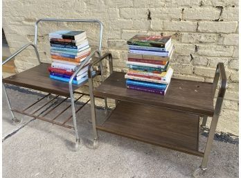 Two Vintage TV Carts And Over Two Feet Of Books