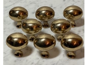 Vintage Solid Brass Hardware Knobs. Set Of Eight