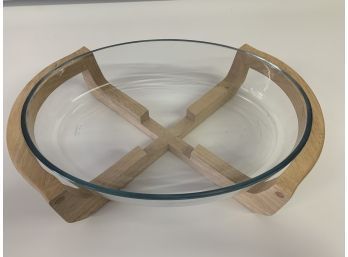 Marinex Glass Casserole Dish With Wood Base