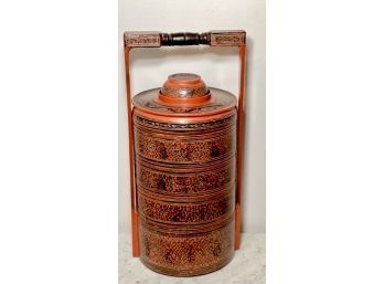 Antique Chinese Woven Wedding Basket Style Bento Box