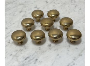 Vintage Brass Round Button Knobs.  Set Of 9
