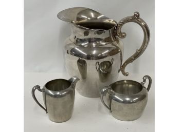 Vintage Pilgrim Solid Pewter Tea Set 972 Very Mid Century Modern!