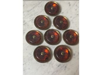 ALERT:::Amazing Mid Century Modern Concave Knobs With Amber Swirl Top