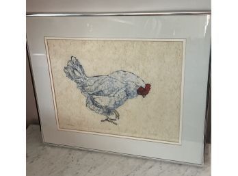 Charming Rooster Print, On Textured Rice Paper,  Numbered  8/100