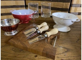 Stainers, Cordial Glasses, Cheese Knives And Cheese Board