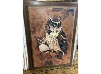 Vintage Retro Mid Century MCM Owl Painting By Richard Hinger