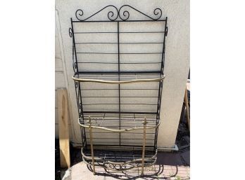 Wrought Iron And Brass Bakers Rack