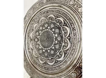 Very Old- Antique Or Vintage Etched/carved/embossed Silver Platter