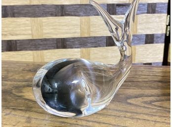 Unique Murano Crystal Whale With Dark Cloudy Accent