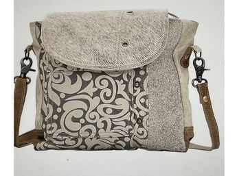 Upcycled Canvas And Cowhide Myra Bag