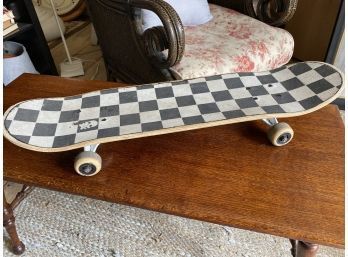 Vintage Checkered Wooden Skateboard