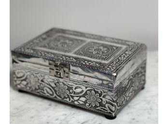 Artisan Crafted Embossed Silver Treasure Box.