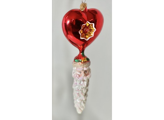 Vintage Christopher Radko Hand Painted, Hand Blown Heartcicle Santa