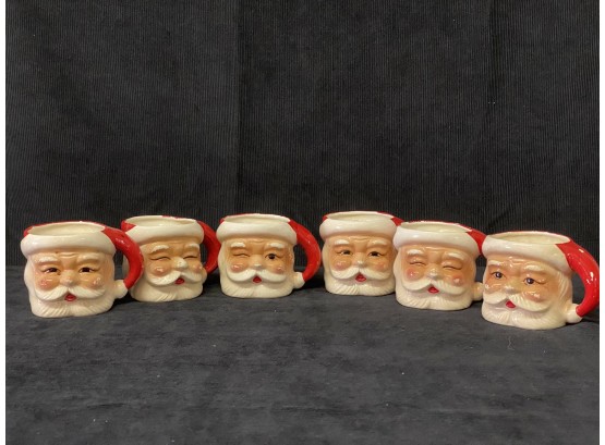 Set Of Six Vintage Santa Mugs From Japan