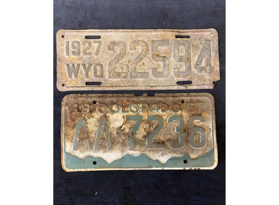 Two Vintage License Plates