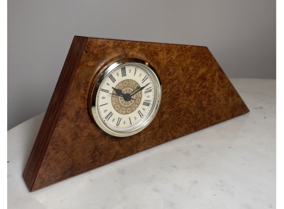 Vintage Freeform Burled Wood Desk Clock