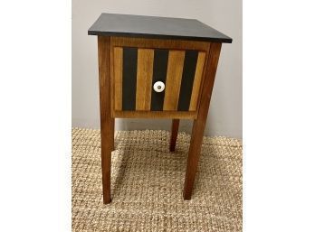 Sweet Vintage Striped Wood Side Table.