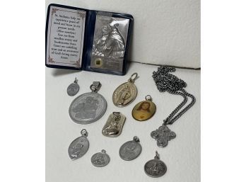 Collection Of Religious Medallions/relic/tokens.  11 Piece