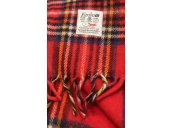Vintage Faribo Fringed Plaid 100 Wool Blanket